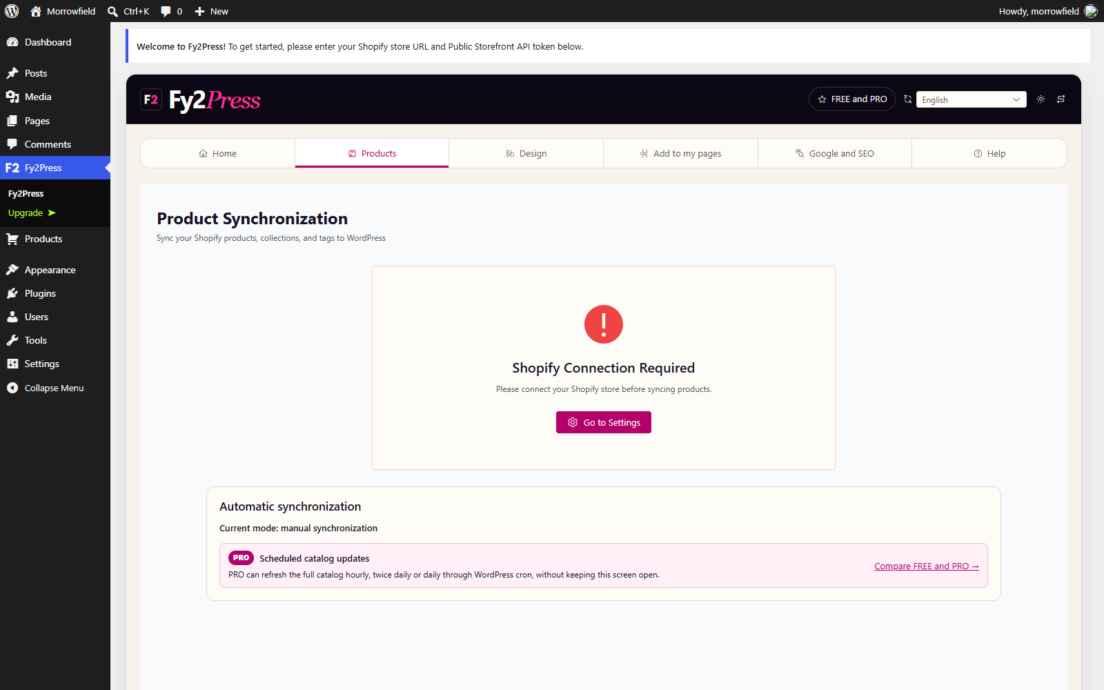 Fy2Press plugin interface: Synchronize your catalog.